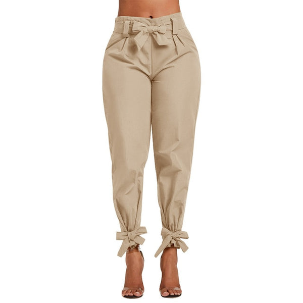 High Waist Tie Ruffles Trousers