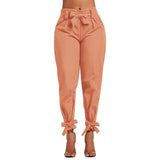 High Waist Tie Ruffles Trousers